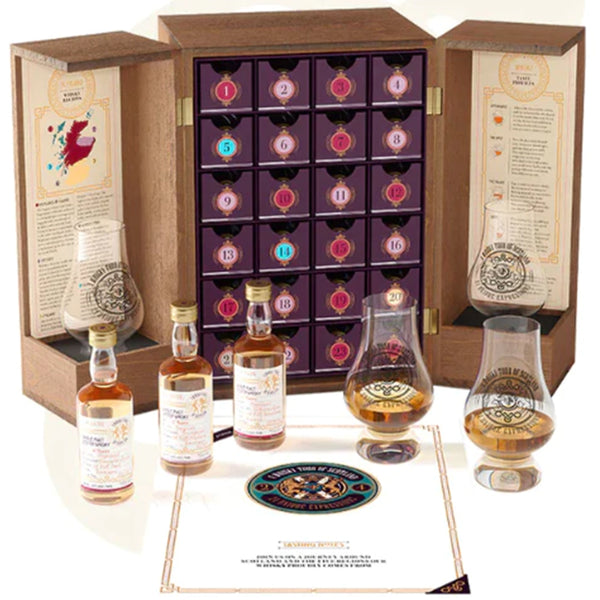 A Whisky Tour Of Scotland 24 Unique Expressions In Wooden Case Adventskalender Mini Bottles Tasting Pack 50ml