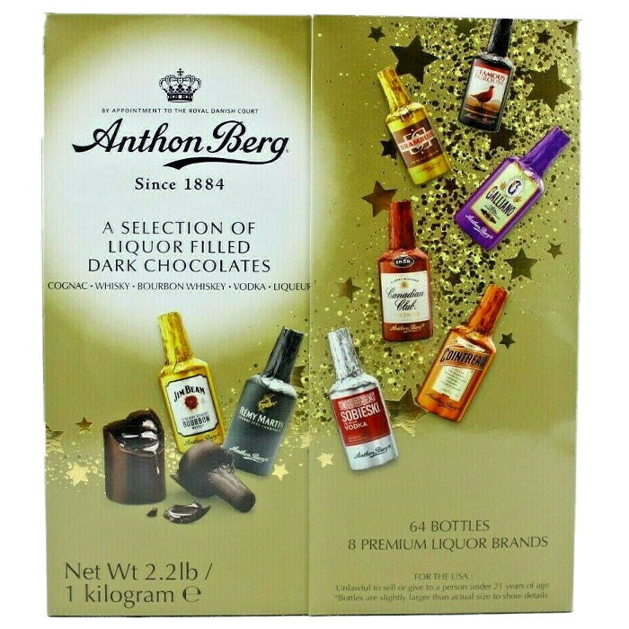 Anthon Berg Liquor Filled Dark Chocolates Mini Bottle Candies 64 Pack