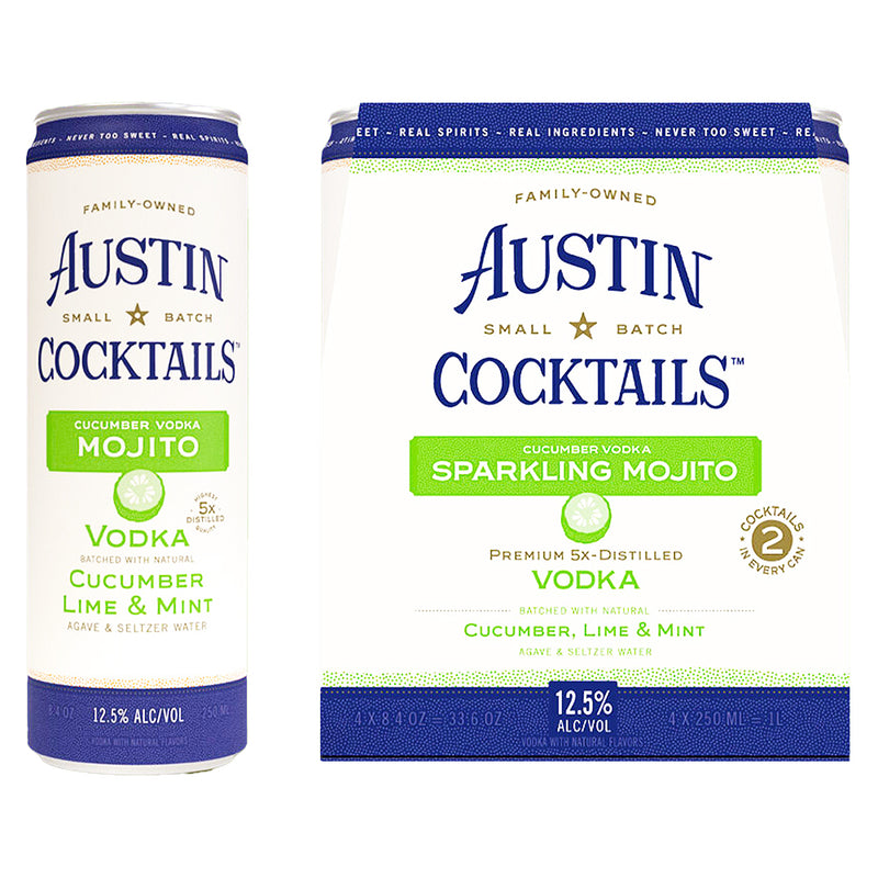 Austin Cocktails Sparkling Cucumber Vodka Mojito w/ Lime & Mint 250ml RTD (4 Pk)
