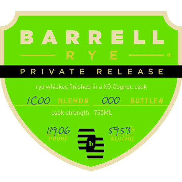 Barrell Private Release Finished In XO Cognac Cask Rye Whiskey