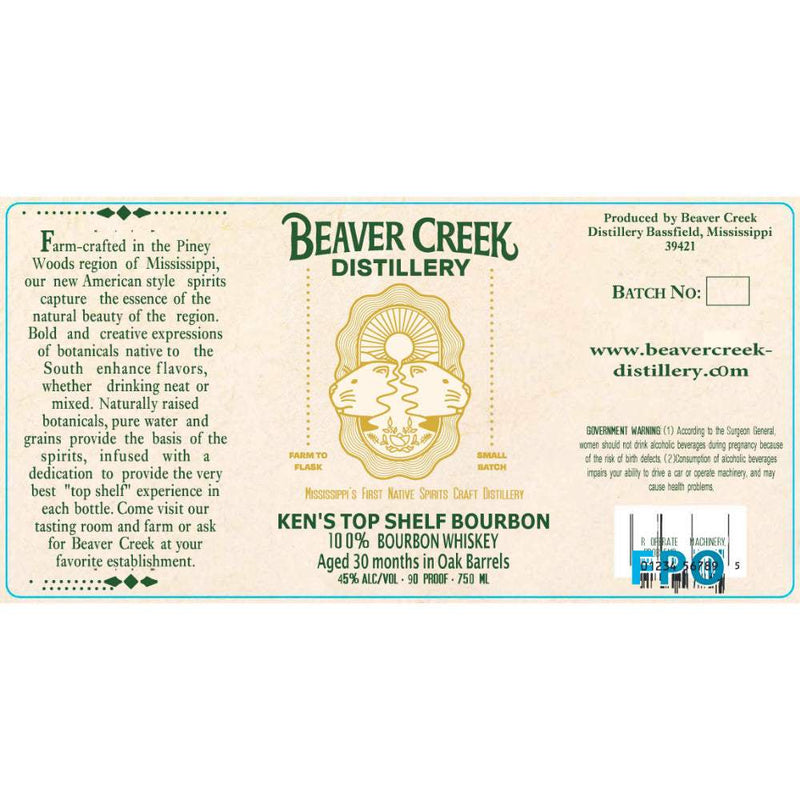 Beaver Creek Distillery Ken’s Top Shelf Bourbon Whiskey