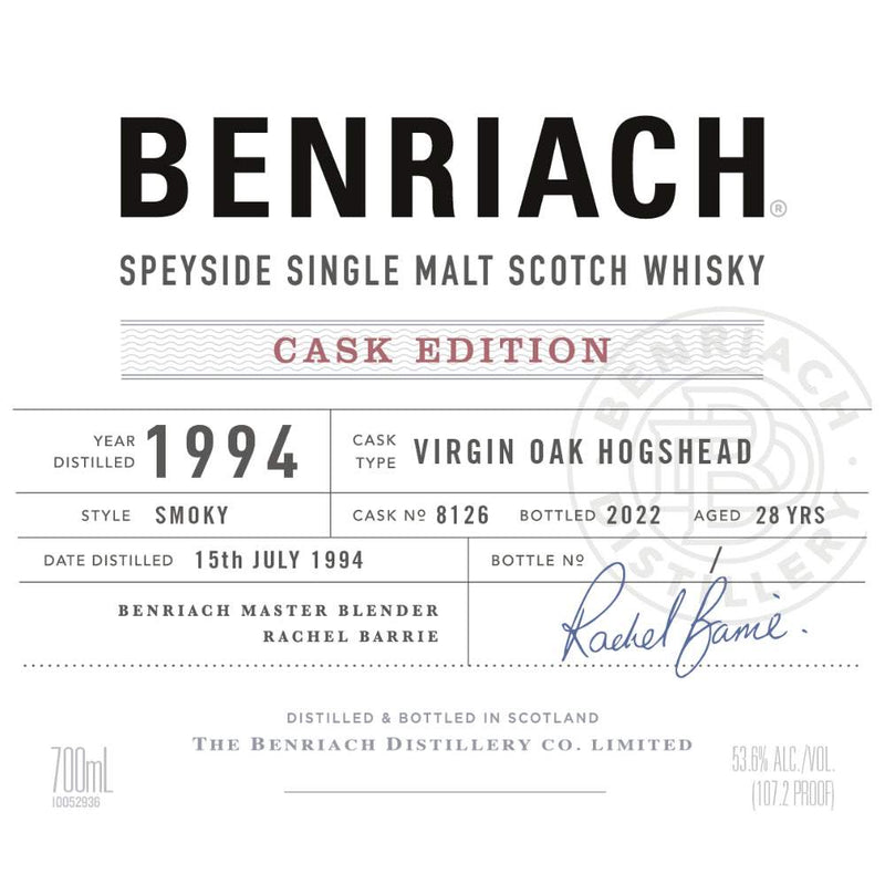 Benriach Cask Edition 1994 Cask No. 8126 Speyside Scotch 700ml