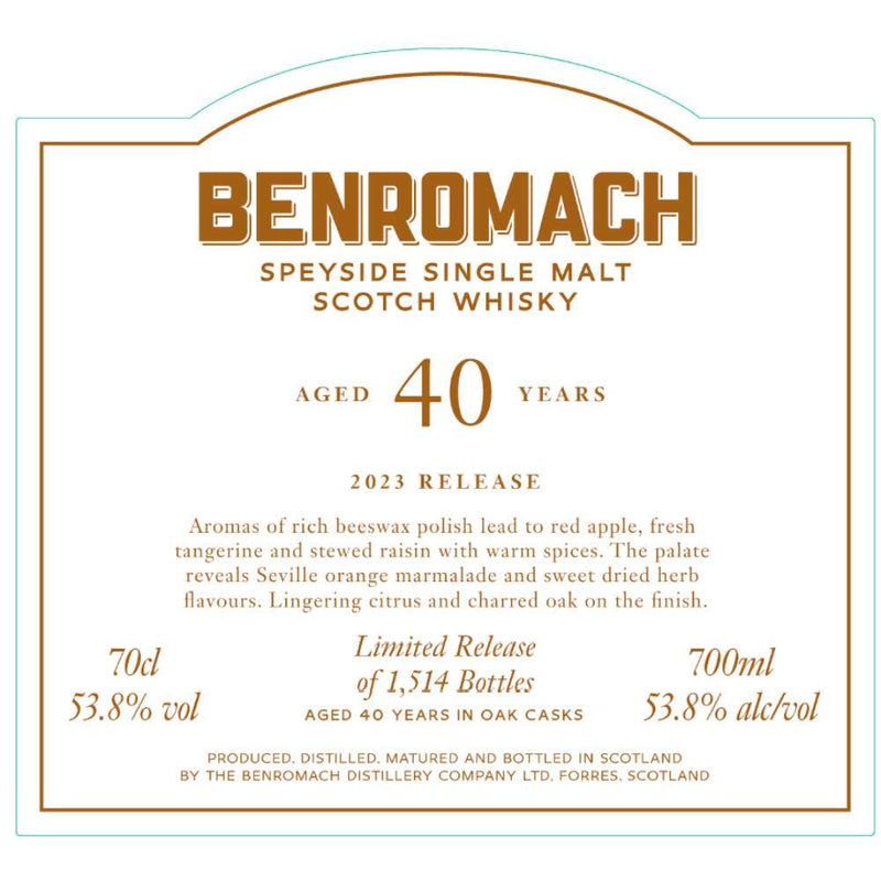 Benromach 40 Year Old 2023 Release Scotch Whisky 700ml
