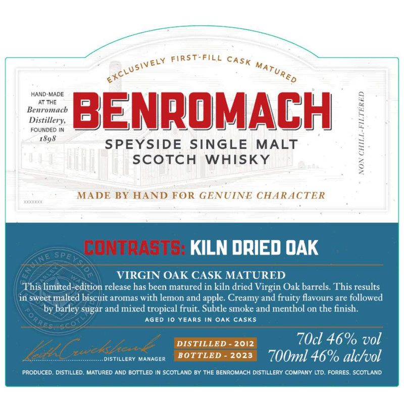 Benromach Contrasts Kiln Dried Oak 2023 Release Scotch Whisky 700ml