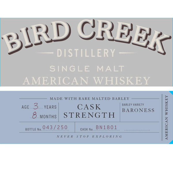 Bird Creek American Cask Strength Single Malt Whiskey