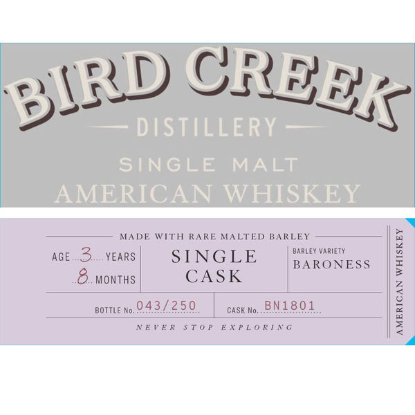 Bird Creek Single Cask American Single Malt Whiskey
