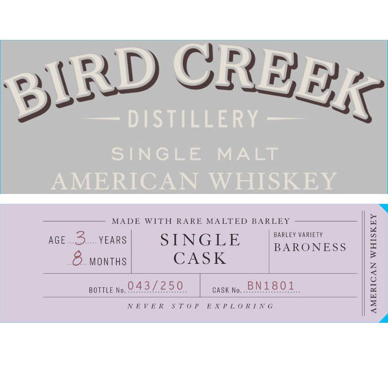 Bird Creek Single Cask American Single Malt Whiskey