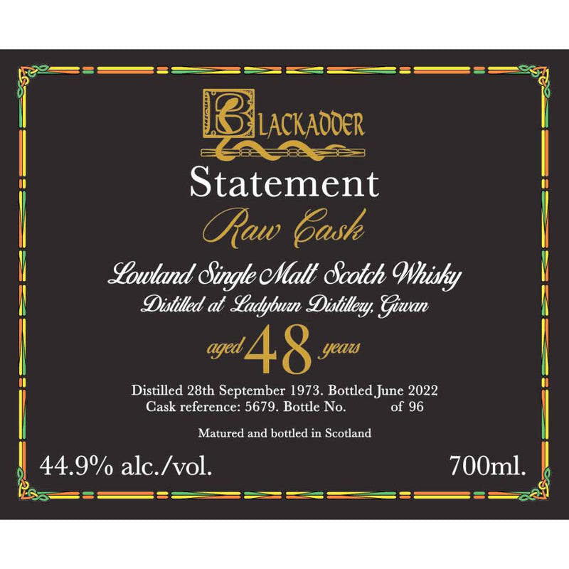 Blackadder 48 Year Aged Statement Raw Cask Ladyburn Scotch Whisky 700ml