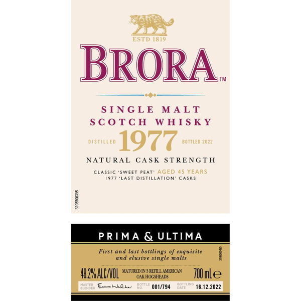 Brora 1977 Prima & Ultima 45 Year Old Single Malt Scotch Whiskey 700ml