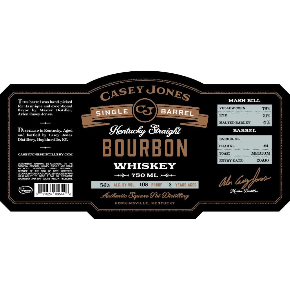 Buy Casey Jones 3 Year Old Single Barrel Kentucky Straight Bourbon Whiskey Online Reup Liquor