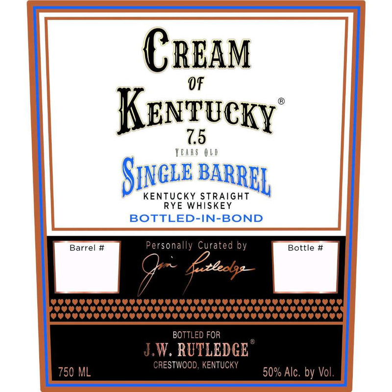 Cream of Kentucky 7.5 Year Single Barrel Bottled in Bond Straight Rye