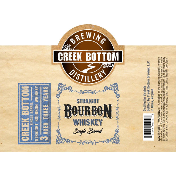Creek Bottom Single Barrel Straight Bourbon Whiskey