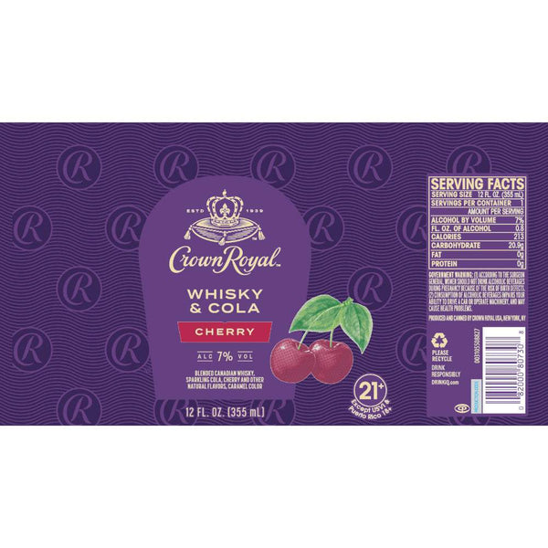 Crown Royal Whisky & Cola Cherry 4 Pack 12 Oz