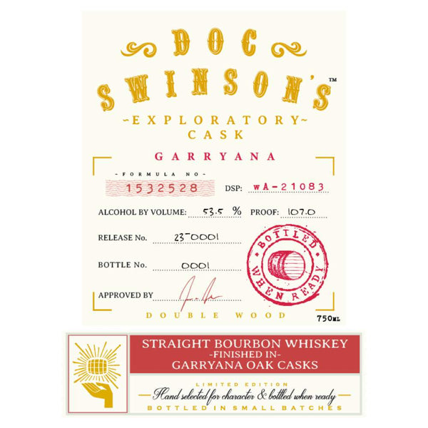 Doc Swinson’s Exploratory Cask Garryana Straight Bourbon Whiskey