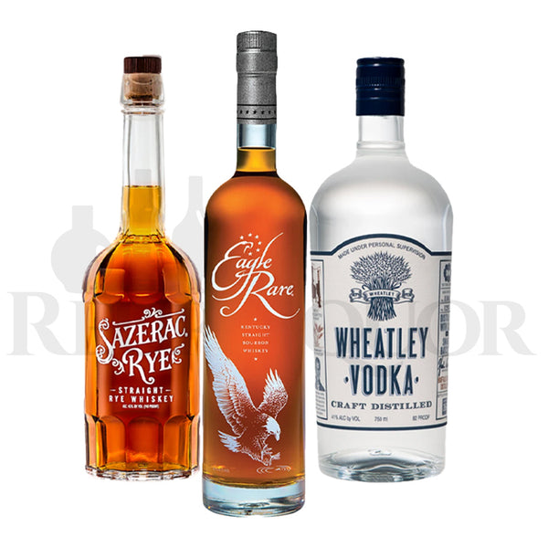 Eagle Rare 10 Year Bourbon & Sazerac Rye & Buffalo Trace Wheatley Craft Vodka Bundle