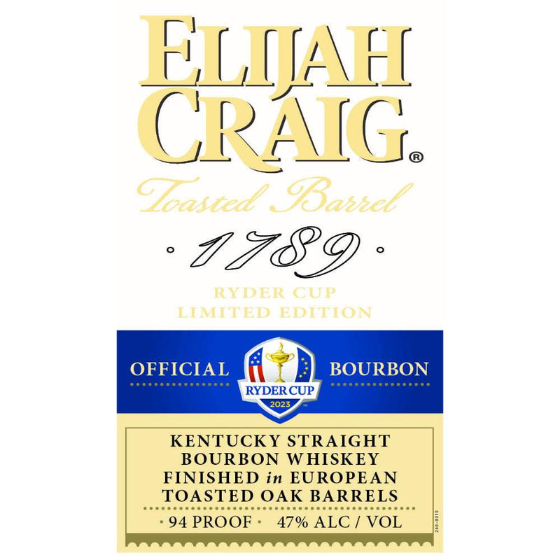 Elijah Craig Ryder Cup 2023 Kentucky Straight Bourbon Whiskey