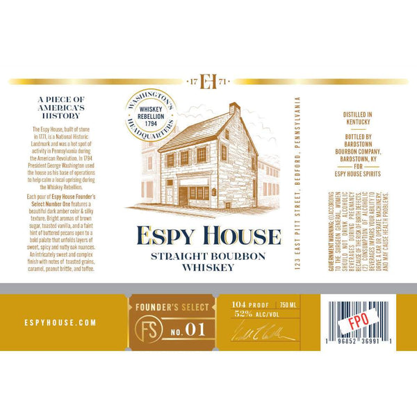 Espy House Founder’s Select No. 01 Straight Bourbon Whiskey