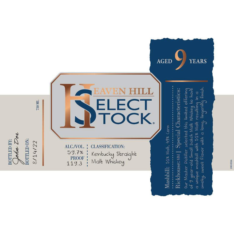 Heaven Hill Select Stock 9 Year Old Kentucky Straight Malt Whiskey