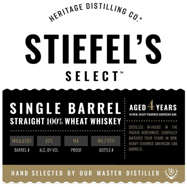 Heritage Distilling Stiefel’s Select 100% Straight Wheat Whiskey