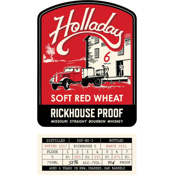 Holladay 6 Year Aged Soft Red Wheat Rickhouse Proof Straight Bourbon Whiskey