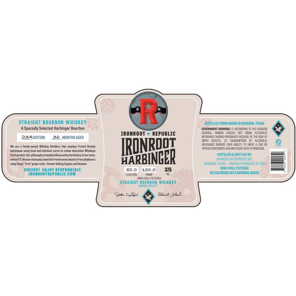 Ironroot Harbinger Barrel Select Bourbon Whiskey 375ml