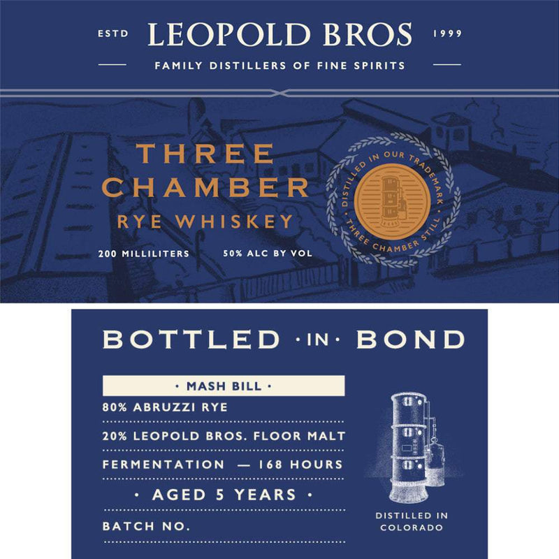 Leopold Bros 5 Year Old Bottled in Bond Three Chamber Rye 200ml