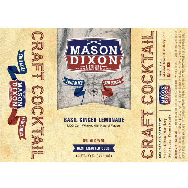 Mason Dixon Basil Ginger Lemonade Craft Cocktail 8 Oz