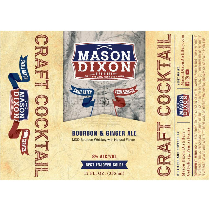 Mason Dixon Bourbon & Ginger Ale Craft Cocktail 12 Oz