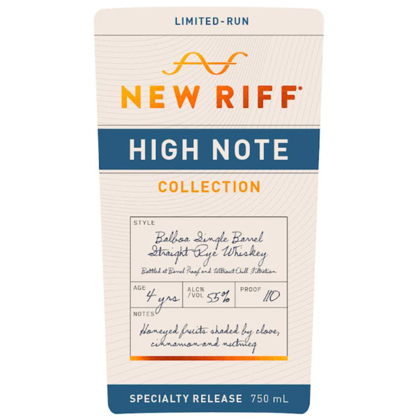 New Riff High Note Collection Single Barrel Balboa Straight Rye Whiskey