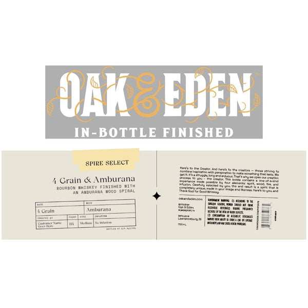 Oak & Eden Spire Select 4 Grain & Amburana Bourbon Whiskey