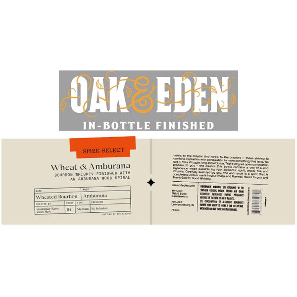 Oak & Eden Spire Select Wheat & Amburana Bourbon Whiskey