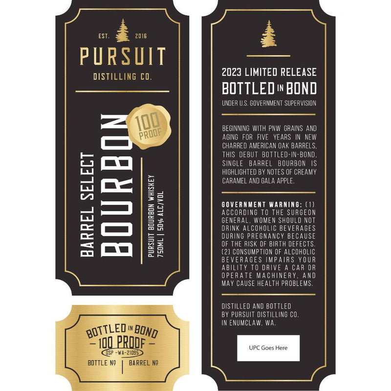 Pursuit Distilling Bottled in Bond Barrel Select Bourbon Whiskey