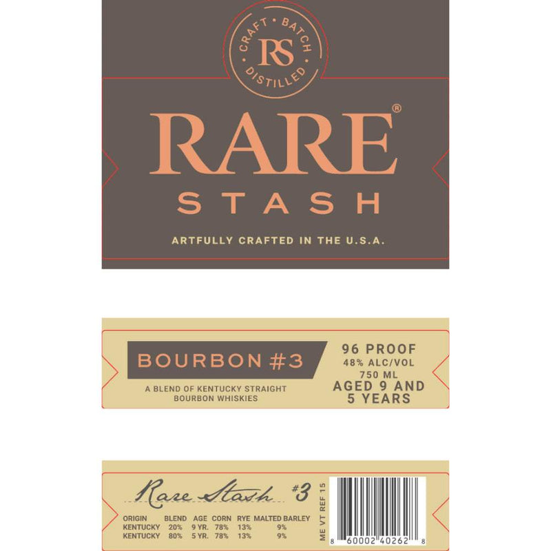 Rare Stash 9 & 5 Year Aged Bourbon #3 Whiskey