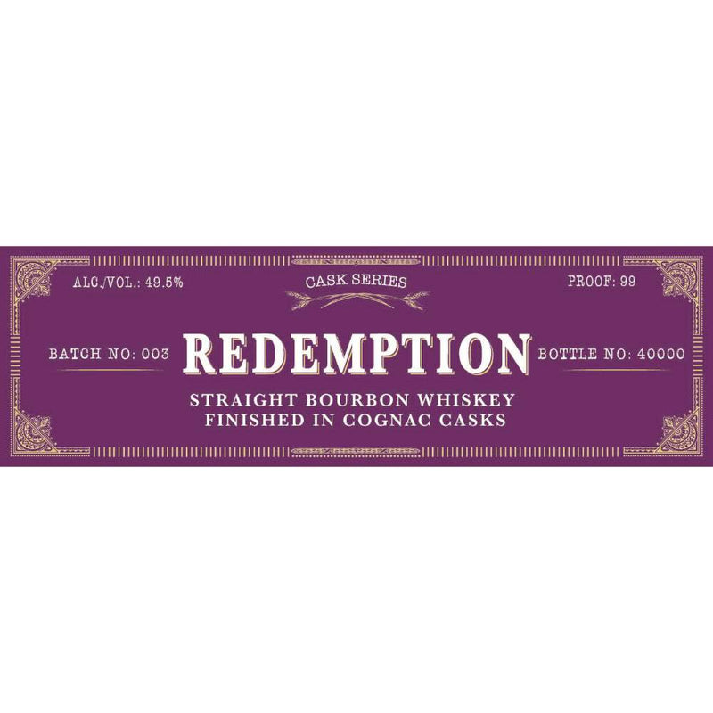 Redemption Batch #3 Cognac Cask Finished Bourbon Whiskey
