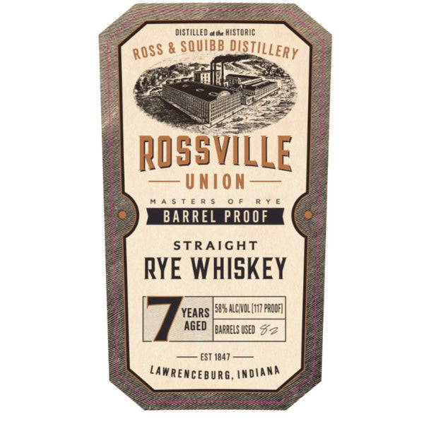 Rossville Union 7 Year Old Barrel Proof Straight Rye Whiskey