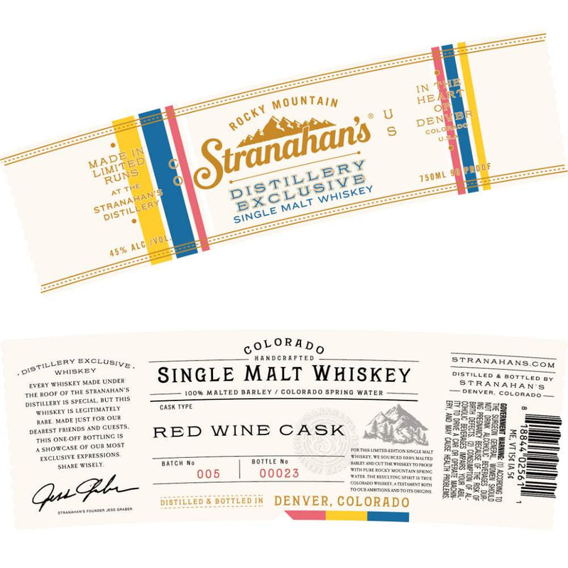 Stranahan’s Distillery Exclusive Red Wine Cask Single Malt American Whiskey