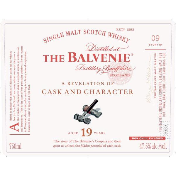 The Balvenie A Revelation of Cask and Character 19 Year Old Single Malt Scotch Whisky