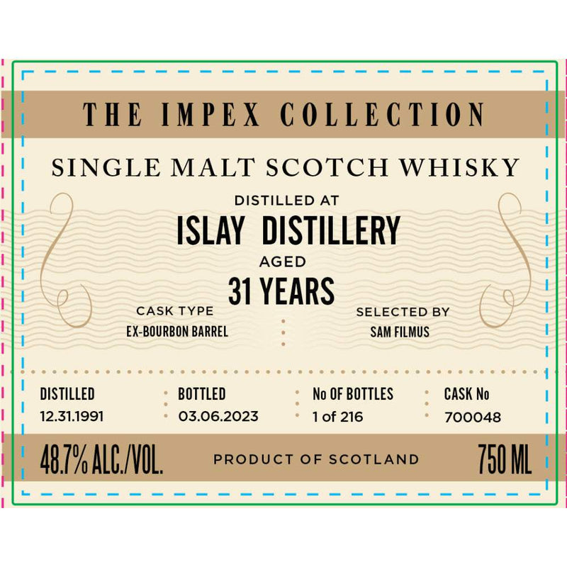 The ImpEx Collection Islay Distillery 1991 31 Year Aged Scotch Whisky