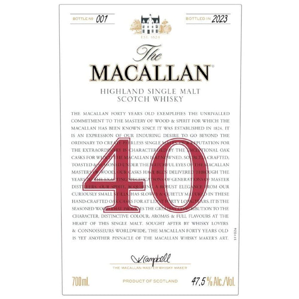 The Macallan 40 Year Old 2023 Edition Scotch Whisky