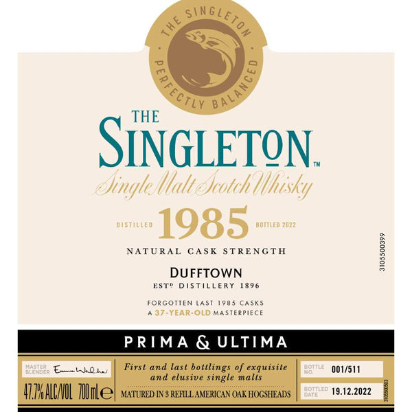 The Singleton 1985 Prima & Ultima 37 Year Old Single Malt Scotch 700ml