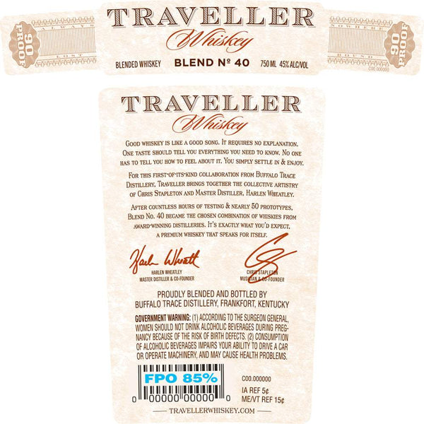 Traveller Whiskey No. 40 by Chris Stapleton & Buffalo Trace Blended Whiskey