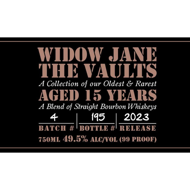 Widow Jane The Vaults 15 Year Old 2023 Edition Bourbon Whiskey