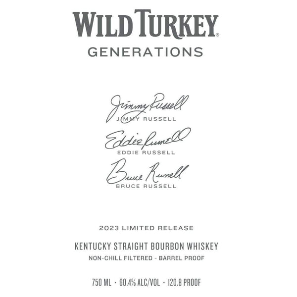 Wild Turkey Generations Barrel Proof Bourbon 2023 Limited Release